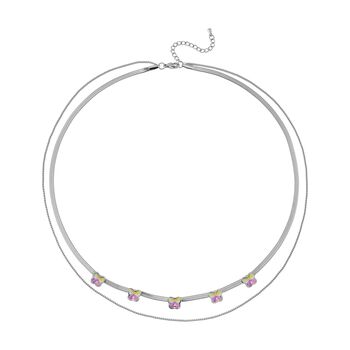 Doppellagige Kristall-Halskette, 50cm