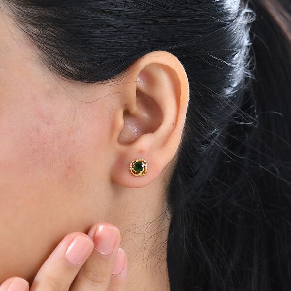 Nat&uuml;rlicher Chromdiopsid Ohrringe 925 Silber vergoldet ca. 0,54 ct. image number 3