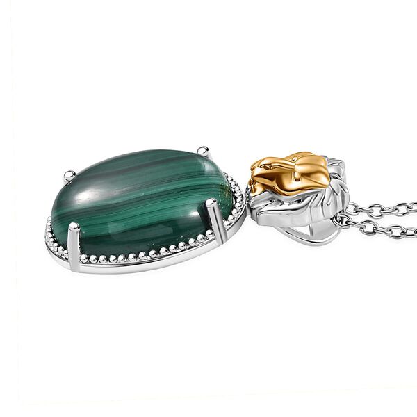 Zweifarbiger Malachit-Anhänger mit 50cm Kette und Löwenkopf - 17 ct. image number 3