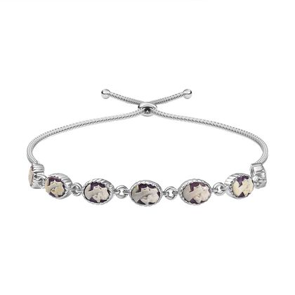 Italienische Kamee Armband aus Conch-Muschel, Messing, 19 cm, Silbefarben