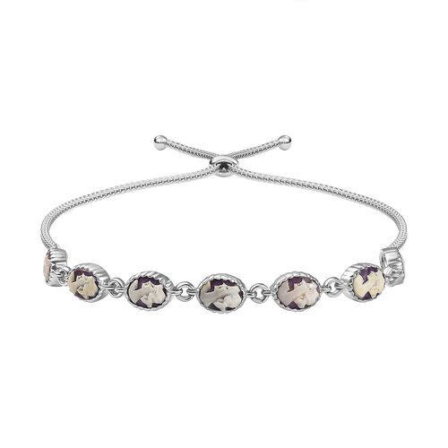 Italienische Kamee Armband aus Conch-Muschel in Silberton, 19cm image number 0