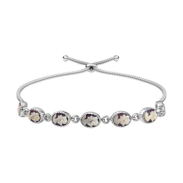 Italienische Kamee Armband aus Conch-Muschel in Silberton, 19cm image number 0