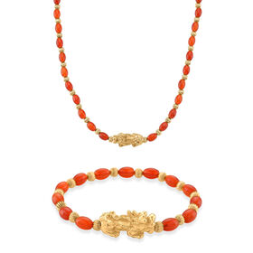 Rote Achat Pixiu Halskette und Armband