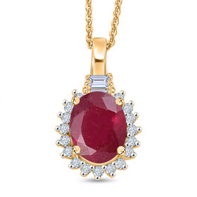 D'Joy afrikanischer Rubin, weißer Topas und Zirkon Anhänger mit 50cm Kette - 3,28 ct.