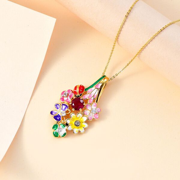 GP Italian Garden Kolelktion - AA afrikanischer Rubin , Zirkon und blauer Saphir-Anh&auml;nger mit 45cm Kette - 1,57 ct. image number 2