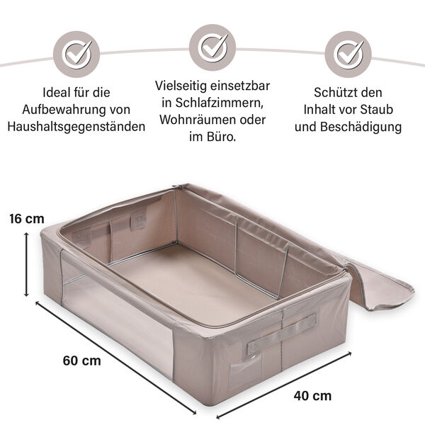 Faltbare Aufbewahrungsbox aus Stoff mit Metallrahmen und PVC Fenster, 60 x 40 x 16 cm, Beige image number 3
