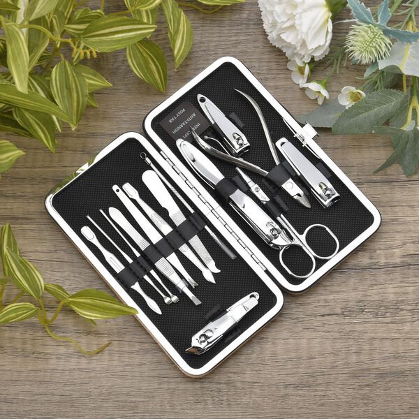 14-tlg. Manik&uuml;re-Set mit Kunstleder Box, Beige image number 2