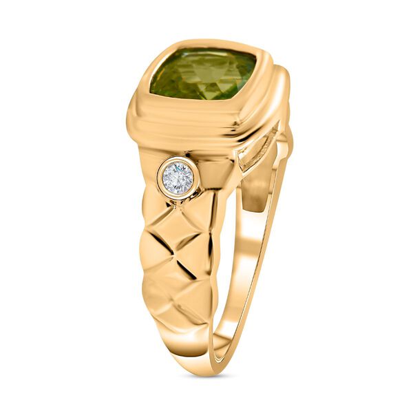 Natürlicher Peridot, weißer Zirkon Ring, 925 Silber vergoldet (Größe 16.00) ca. 2.55 ct image number 2