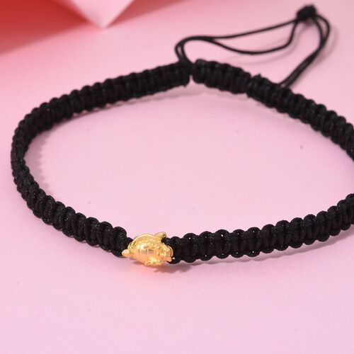 Flexibles Fadenarmband mit Schildkröten-Anhänger in 999 Gold, 19cm image number 1