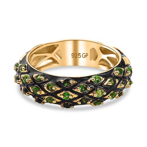 GP Trionfo Serpentine Kollektion - Kanchanaburi Blauer Saphir, Natürlicher Chromdiopsid Ring 925 Silber 750 Gelbgold Vermeil (Größe 19.00) ca. 0.48 ct image number 0