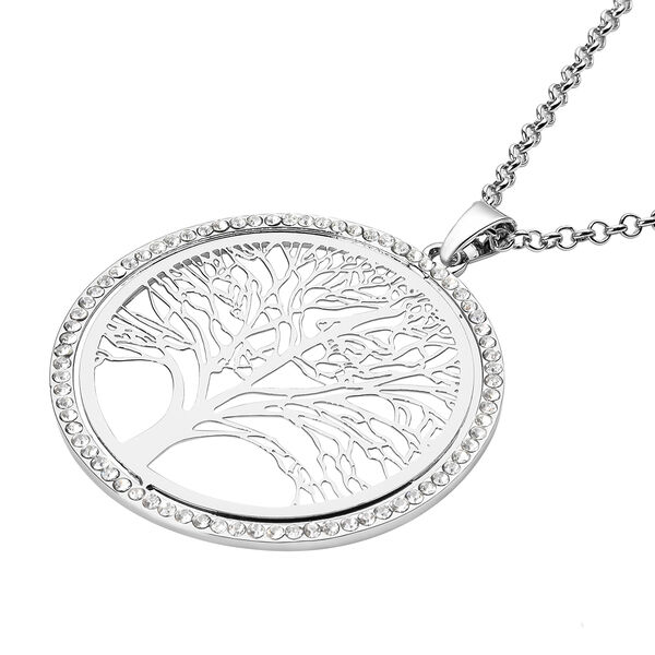 Wei&szlig;er Kristall Lebensbaum-Anh&auml;nger mit Kette, 74+6 cm, silberfarben image number 4