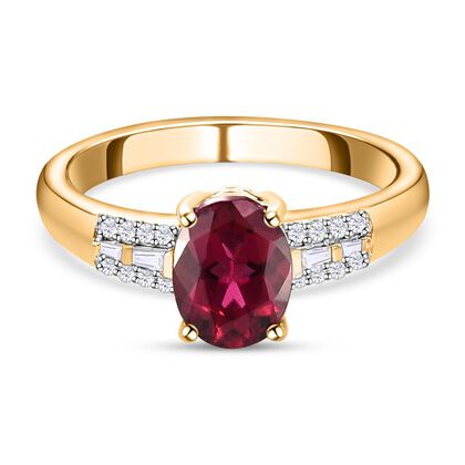 AAA Rubellit und wei&szlig;er Diamant Ring, 585 Gold (Gr&ouml;&szlig;e 19.00) ca. 1.41 ct