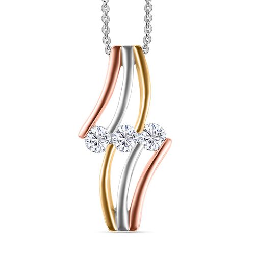 Moissanit Anhänger mit Kette, 925 Silber Gelbgold Vermeil ca. 0,63 ct.