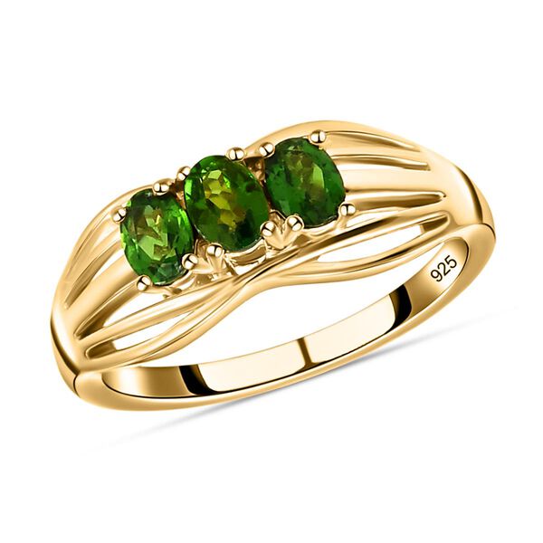 Nat&uuml;rlicher Chromdiopsid-Ring, 925 Silber vergoldet (Gr&ouml;&szlig;e 21.00) ca. 0,57 ct image number 4