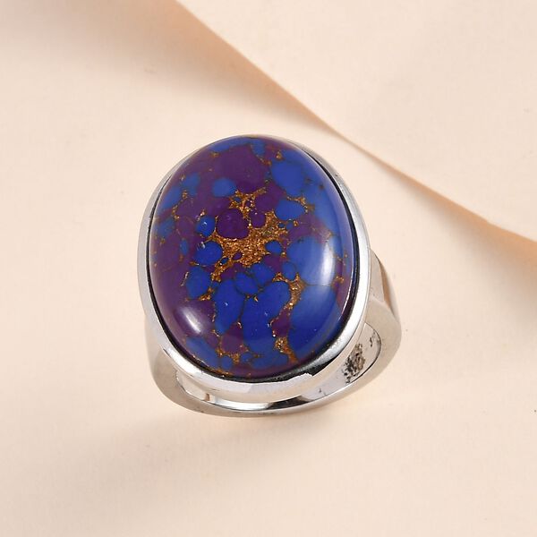 Lila T&uuml;rkis Ring, Edelstahl, (Gr&ouml;&szlig;e 16.00), ca. 16.09 ct image number 2