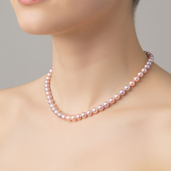 Mehrfarbige S&uuml;&szlig;wasser Perle Halskette ca. 45 cm 925 Silber rhodiniert image number 3