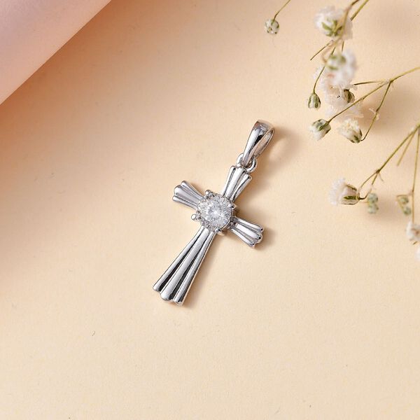 Moissanit Kreuz Anh&auml;nger - 0,45 ct. image number 2