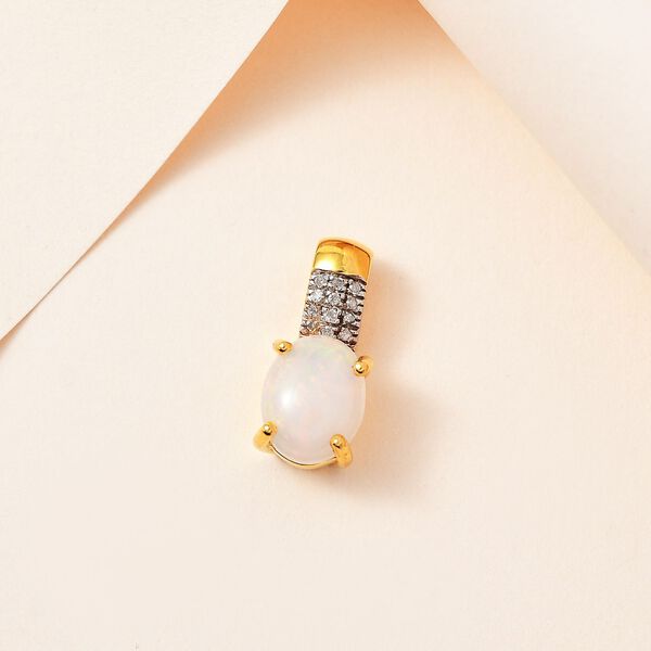 AA Nat&uuml;rlicher, &auml;thiopischer Welo Opal und Diamant-Anh&auml;nger - 1,30 ct. image number 2