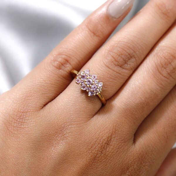 Lila Saphir Cluster Ring, 925 Silber vergoldet, 0,83 ct. image number 5