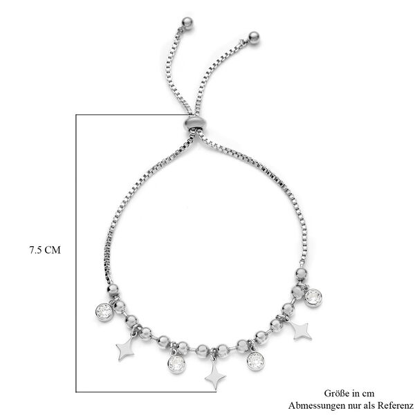 Weißer Zirkonia Bolo Armband ca. 15.25 cm Silber tone ca. 0,20 ct image number 6