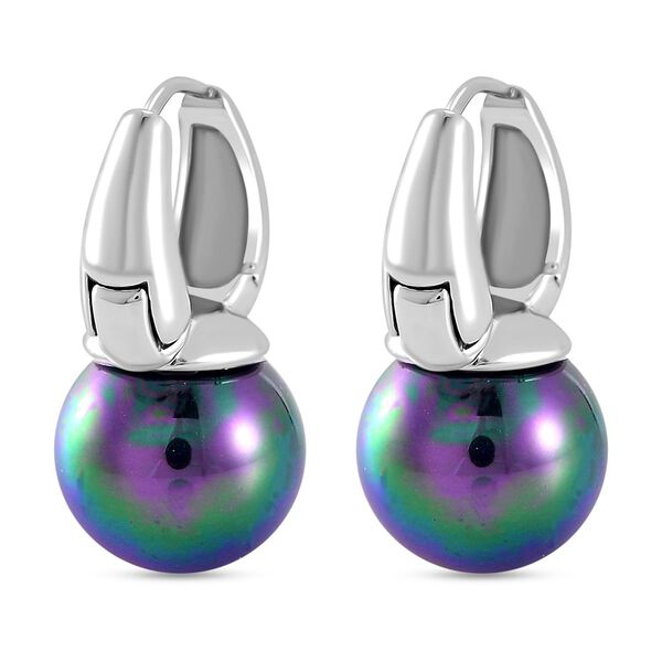 Pfaufarbene Muschelperle Ohrringe Messing Standard image number 5