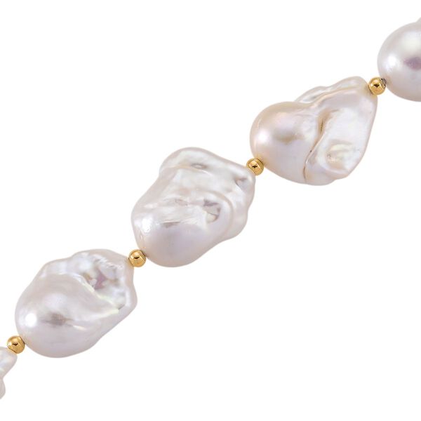 D'Joy AAAA Wei&szlig;e-Barockperle (13-16 mm) Halskette ca. 50 cm 925 Silber vergoldet image number 5