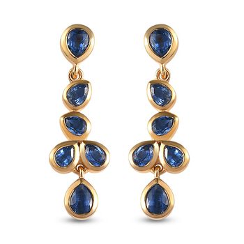 Kaschmir Kyanit-Ohrringe, 925 Silber vergoldet ca. 3.44 ct