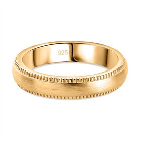 Klassischer Bandring, 925 Silber 750 Gelbgold Vermeil, (Größe 19.00) ca. 4,73g