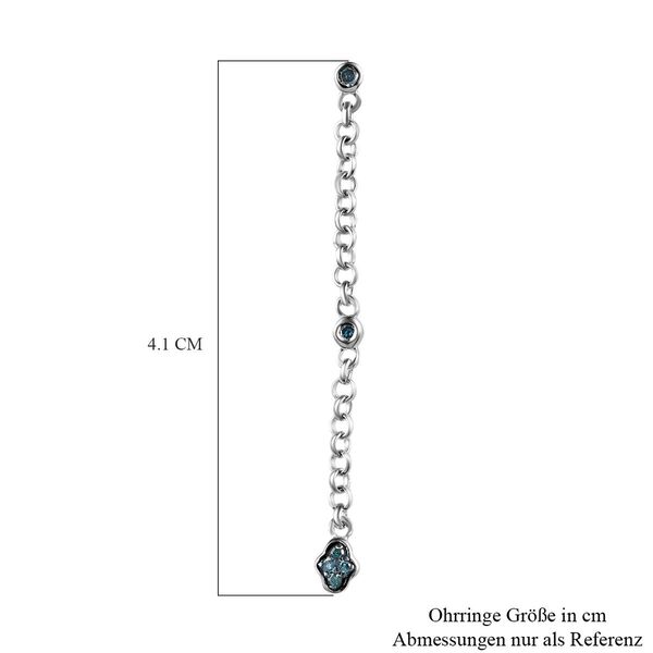 Blaue Diamant-Solit&auml;r-Ohrh&auml;nger, 925 Silber platiniert, 0,10 ct. image number 5