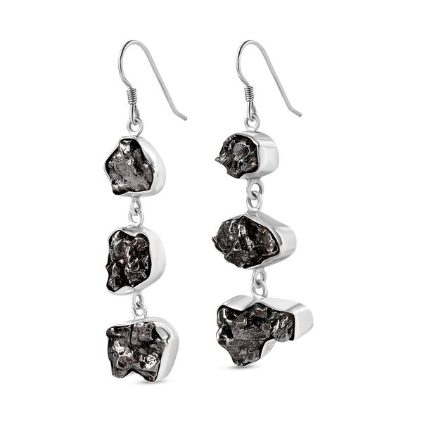 Meteorit Ohrringe, 925 Silber rhodiniert ca. 70.80 ct image number 3