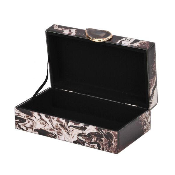 2er-Set Glas-Schmuckbox mit Marmormuster, 28x18x10cm (L) und 21x12x7cm (S), Schwarz image number 8