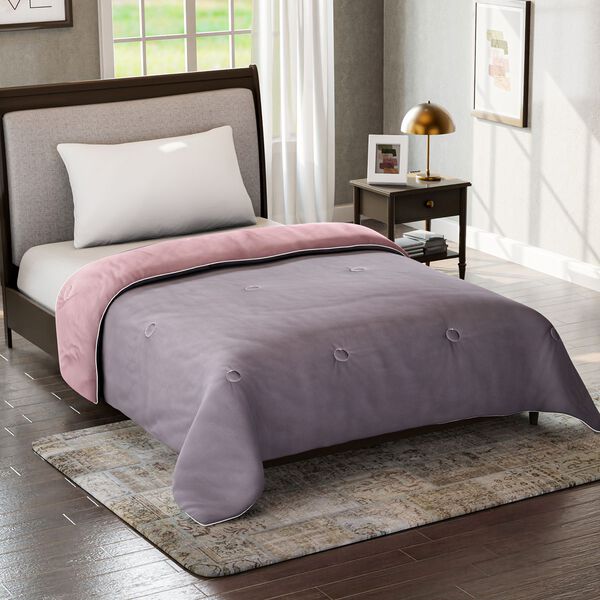 Serenity Night Wende-Kühlsteppdecke, Zwei-Ton, 135×200cm, Dunkelgrau und Rosa image number 4