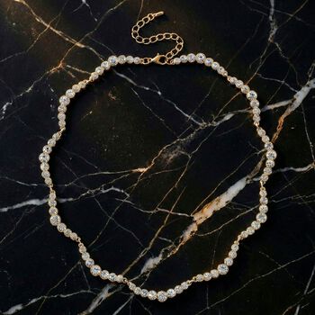 Wei&szlig;e Kristall 50+5cm Halskette in Goldton