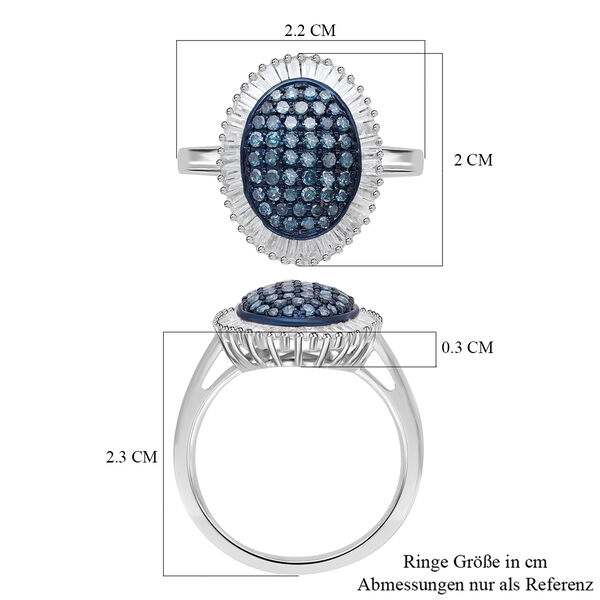 Diamantring mit blauen und weißen Diamanten, 1 ct. image number 5