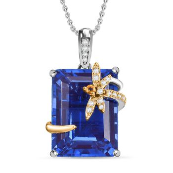 GP Trionfo Kollektion Tansanit-Farbe Quarz, Citrin Anh&auml;nger mit Kette, 925 Silber Rhodiniert und 750 Gelbgold Vermeil ca. 14.87 ct