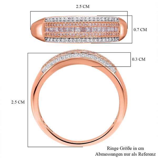 Rosa und weißer SGL zertifizierter I1-I2 Diamant-Ring - 0,50 ct. image number 3