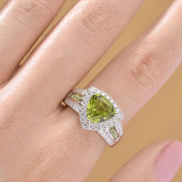 D'joy Nat&uuml;rlicher Peridot Ring 925 Silber rhodiniert (Gr&ouml;&szlig;e 17.00) ca. 3.49 ct image number 1
