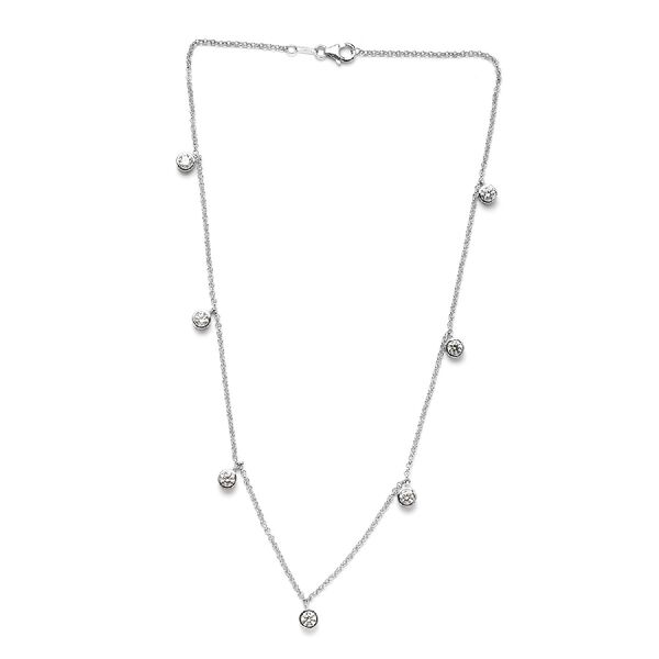 LUSTRO STELLA Hergestellt mit ZIRKONIA Halskette ca. 45 cm lange 925 Silber Platin-&Uuml;berzug 4,52 ct