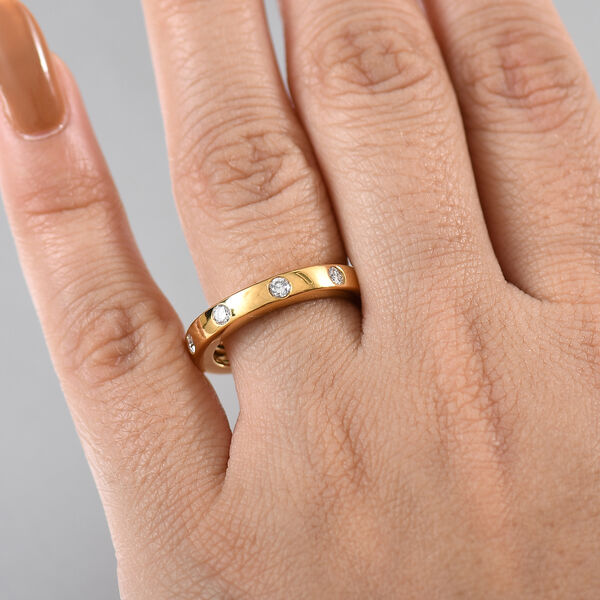 LUXURIANT VS-EF Labor Diamant Ring, 925 Silber 750 Gelbgold Vermeil - 0,50 ct. image number 3