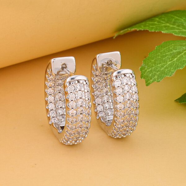 Weiße Zirkonia-Creolen, Messing ca. 1.00 ct image number 2