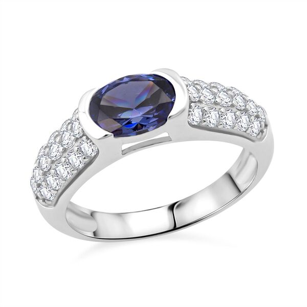 Lustro Stella blauer und weißer Zirkonia Ring image number 3