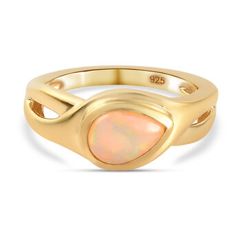 Nat&uuml;rlicher &Auml;thiopischer Opal Ring 925 Silber vergoldet (Gr&ouml;&szlig;e 16.00) ca. 0,79 ct