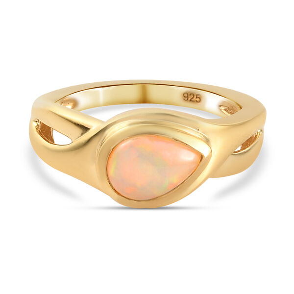 Nat&uuml;rlicher &Auml;thiopischer Opal Ring 925 Silber vergoldet  ca. 0,79 ct