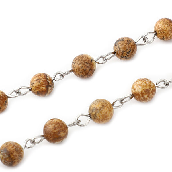 Rosa Jaspis Halskette, ca. 45+5 cm, silberfarben ca. 77,00 ct image number 4