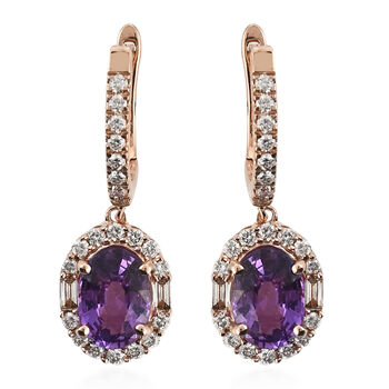 ILIANA AAA Lila Saphir und Diamant SI G-H Ohrringe 750 Ros&eacute;gold ca. 2.35 ct