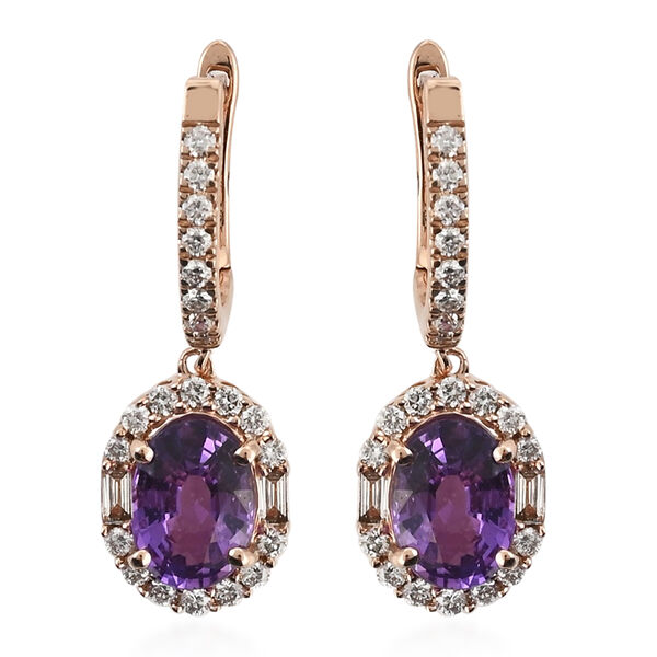 ILIANA AAA lila Saphir und SI G-H Diamant-Ohrh&auml;nger - 2,35 ct.