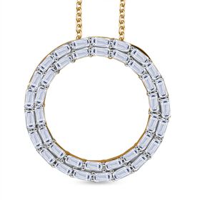 LUXURIANT DIAMOND- SGL zertifizierter SI-GH Labor Diamant Anhänger mit 50cm Kette, 925 Silber 750 Gelbgold Vermeil - 2 ct.