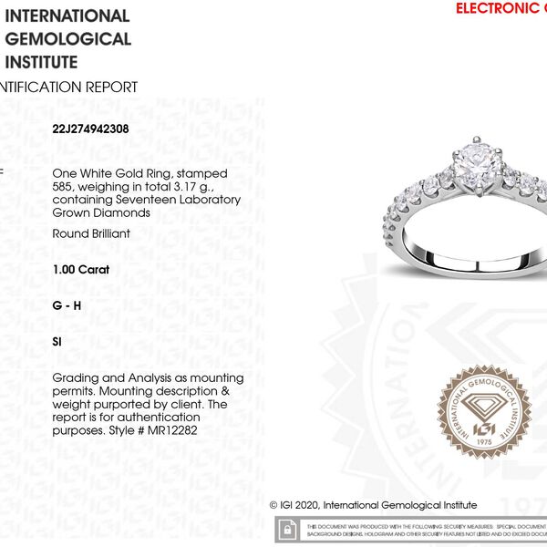 LUXORO IGI zertifizierter SI-GH Labor Diamant Ring in 585 Wei&szlig;gold - 1 ct. image number 10