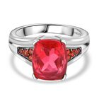 Padparadscha Quarz Triplette, Orange Zirkonia Ring Edelstahl (Größe 17.00) ca. 4,80 ct