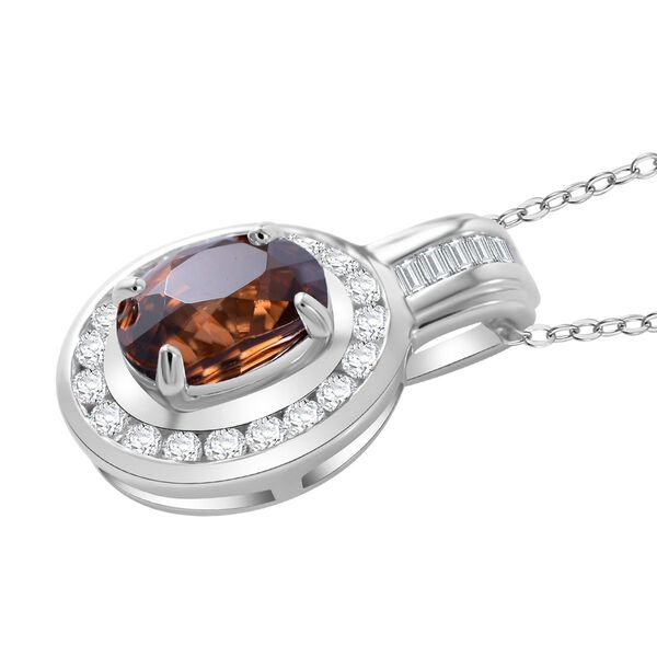 AA Sonnenuntergang Zirkon, Weißer Zirkon Anhänger mit Kette ca. 45 cm, 925 Silber rhodiniert ca. 3.52 ct image number 2